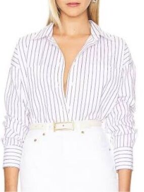 PISTOLA PURPLE STRIPE BUTTON DOWN- XS